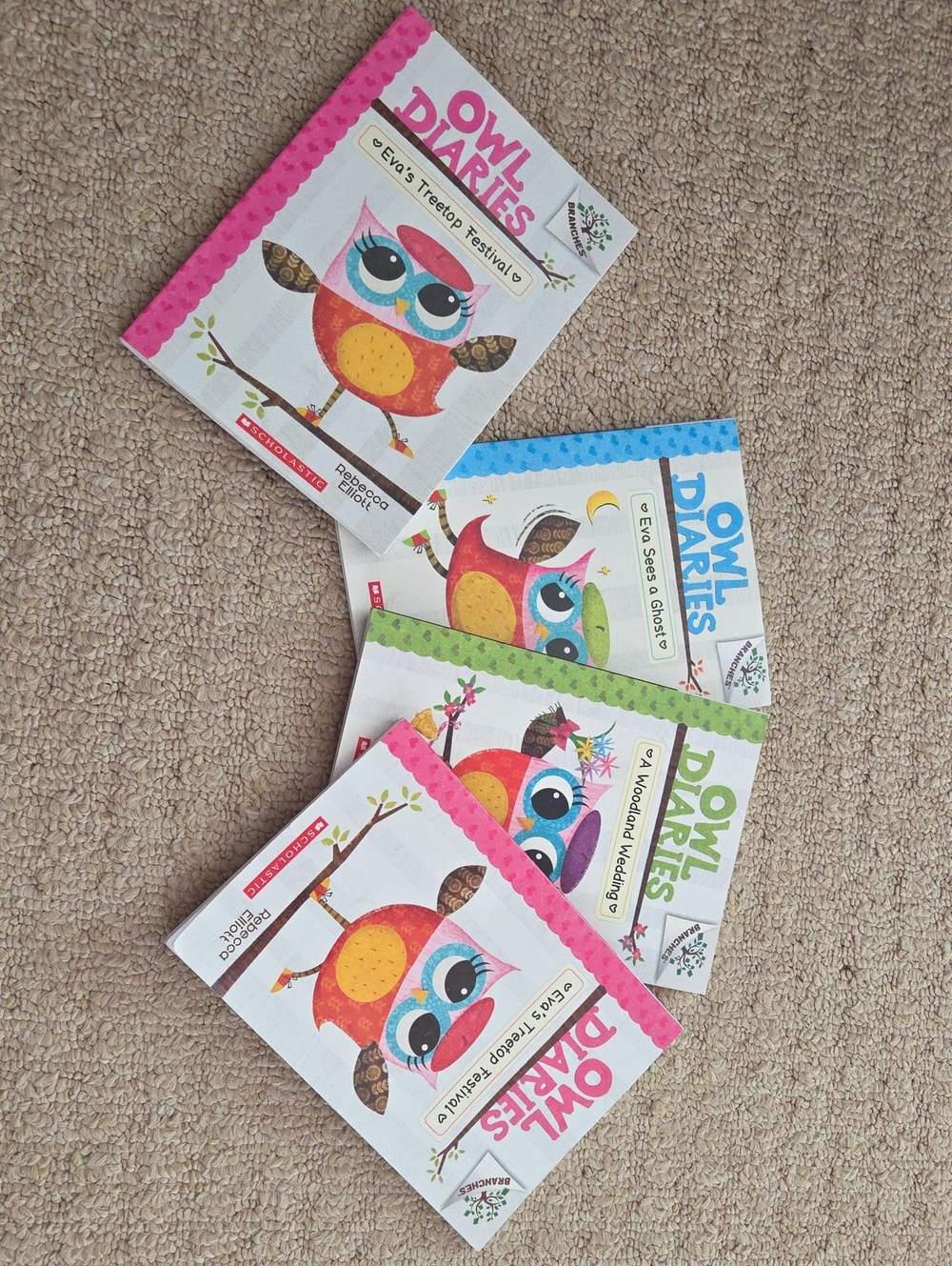Scholastic Owl Diaries Book Set with Pink, Blue, Green Covers